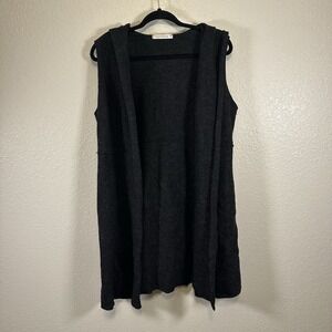 Cut Loose Wool Hooded Cardigan Open Front Gray Medium USA Sustainable Lagenlook